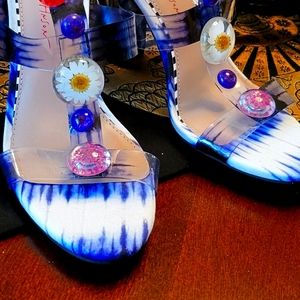 BETSY JOHNSON ANKLE WRAP HEELS